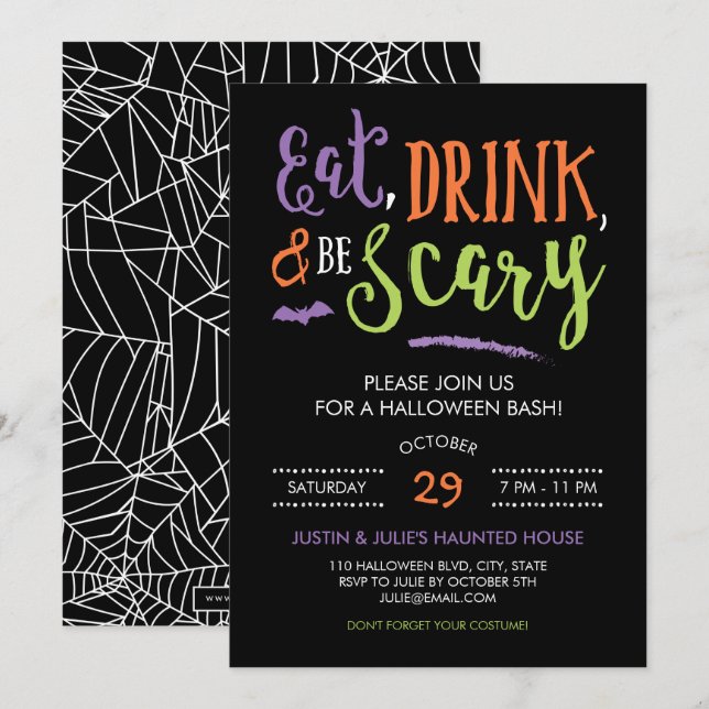 Bebe y da miedo la invitación de la fiesta de Hall (Anverso / Reverso)