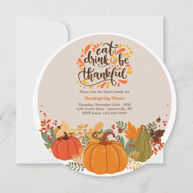 Bebe y sé agradecido por la invitación para el día (Anverso)