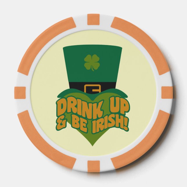 "¡Bebe y sé irlandés!" fichas de póker (Anverso)