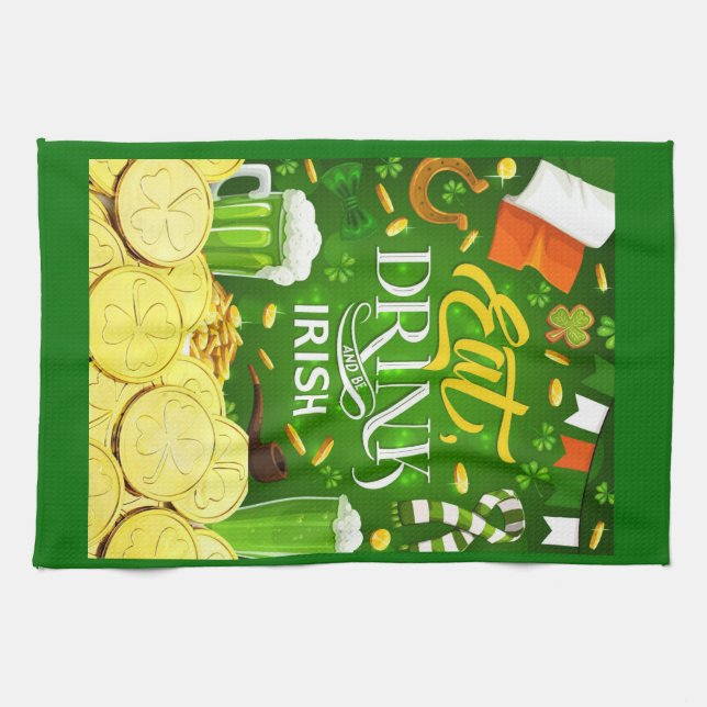 Bebe y sé toallas de cocina irlandesa. (Horizontal)