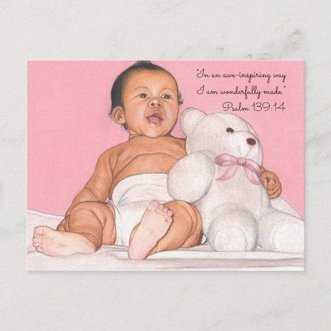 Bebé y Teddy ~ Impresión de postales maravillosame (Anverso)