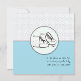 Bebe zapatillas retro Baby Shower Invitación azul
