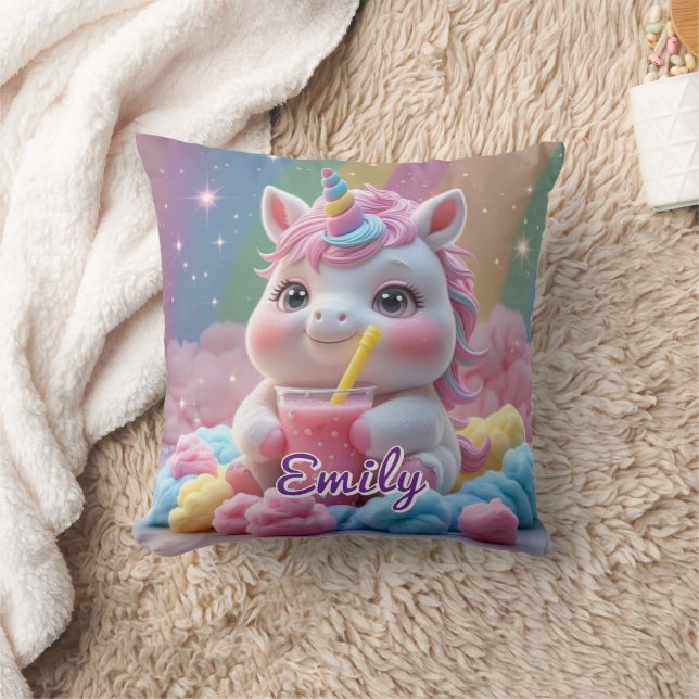 Beber arcoiris Almohada de unicornio - Nombre edit (Manta)
