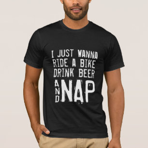 Beber cerveza, bicicleta y diseño de camisa divert