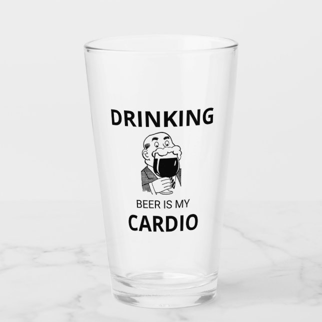 Beber cerveza es mi copa de vidrio cardio (Anverso)