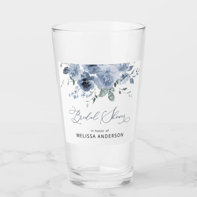 Beber con ducha de novia floral azul y blanca (Anverso)