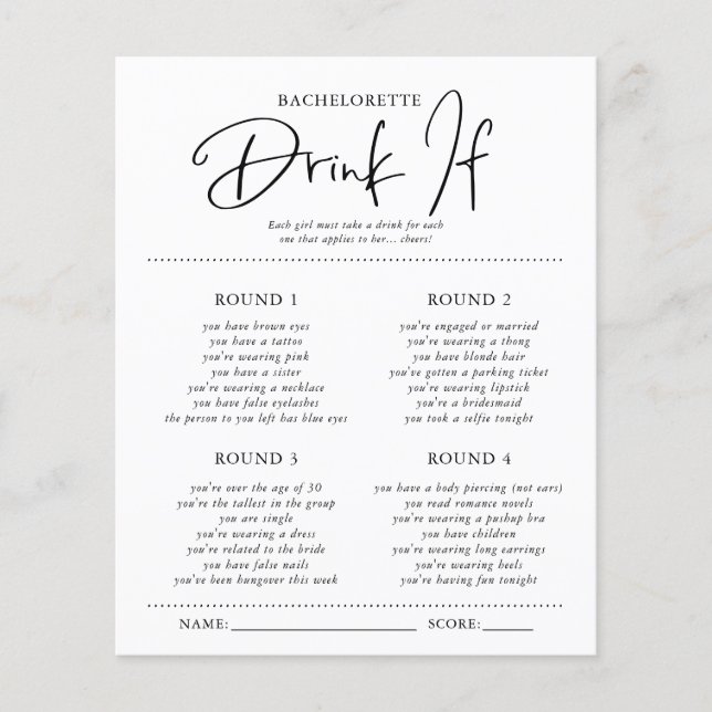 Beber si | Tarjeta de juego Bachelorette (Anverso)