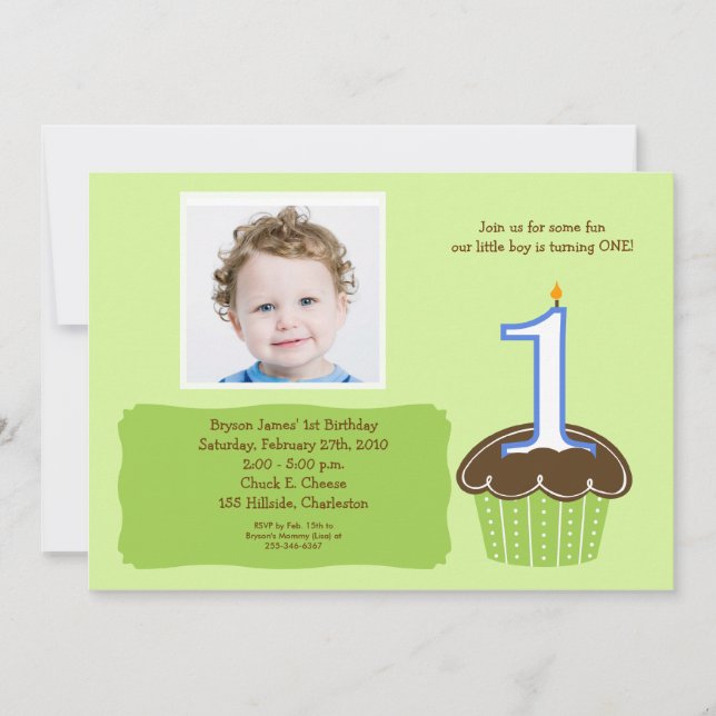 Bebés 1ros de la invitación del cumpleaños de la (Anverso)