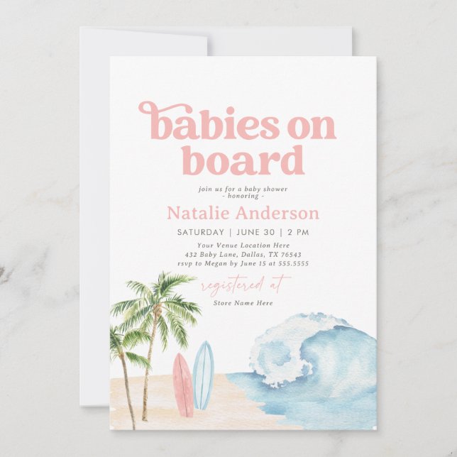Bebés a bordo de la invitación de Baby Shower Twin (Anverso)