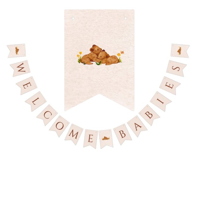 Bebés de bienvenida pancarta de mellizos neutros d (Subido por el creador)