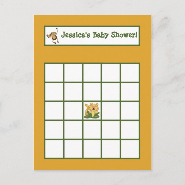 Bebés de la jungla de la tarjeta de bingo grabable (Anverso)