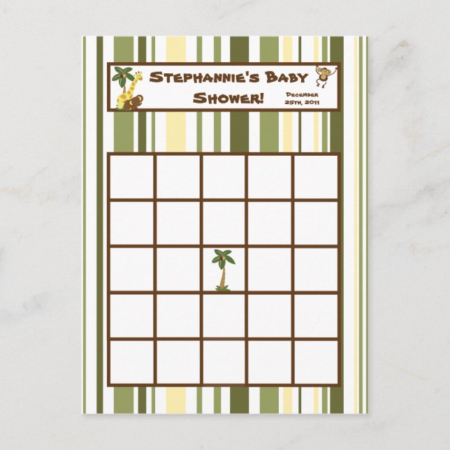 Bebés de la jungla de la tarjeta de bingo grabable (Anverso)