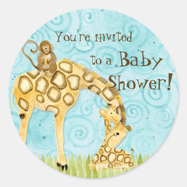Bebés de la selva, Pegatinas de Baby Shower de niñ (Anverso)