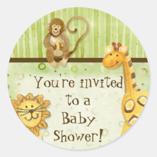 Bebés de la selva, Pegatinas de Baby Shower de niñ