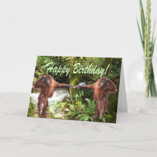 Bebés de Orangutan en la tarjeta de cumpleaños de