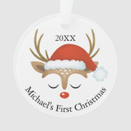 Bebés de reno lindo primer ornamento de foto navid