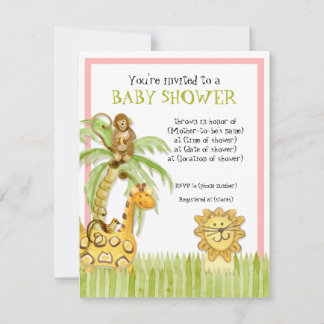 Bebés de selva, invitación Chica a Baby Shower - V