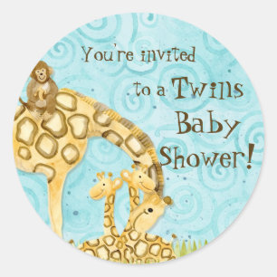 Bebés de selva, Pegatinas gemelos de Baby Shower -