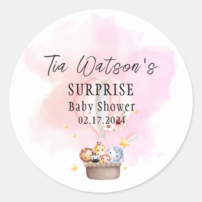 Bebés en un Pegatina de la ronda de globos aerostá (Anverso)