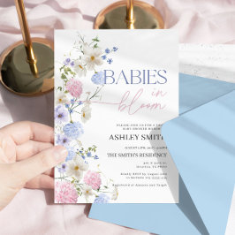 Bebés en una invitación en flor | Baby Shower geme