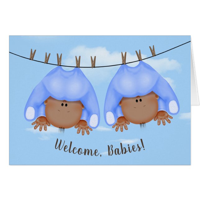 Bebés gemelos en la línea de la ropa (Anverso (Horizontal))