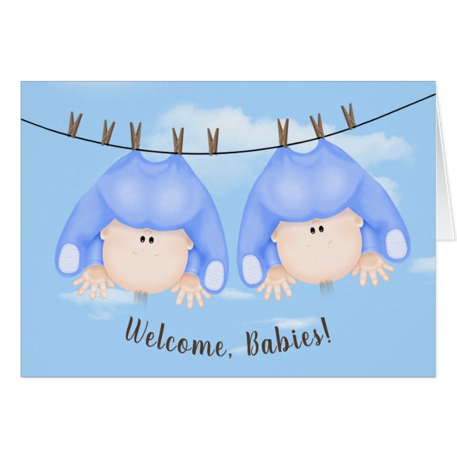 Bebés gemelos en la línea de la ropa (Anverso (Horizontal))
