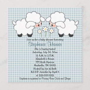 Bebés gemelos Lambs Bebé Invitaciones a los niños