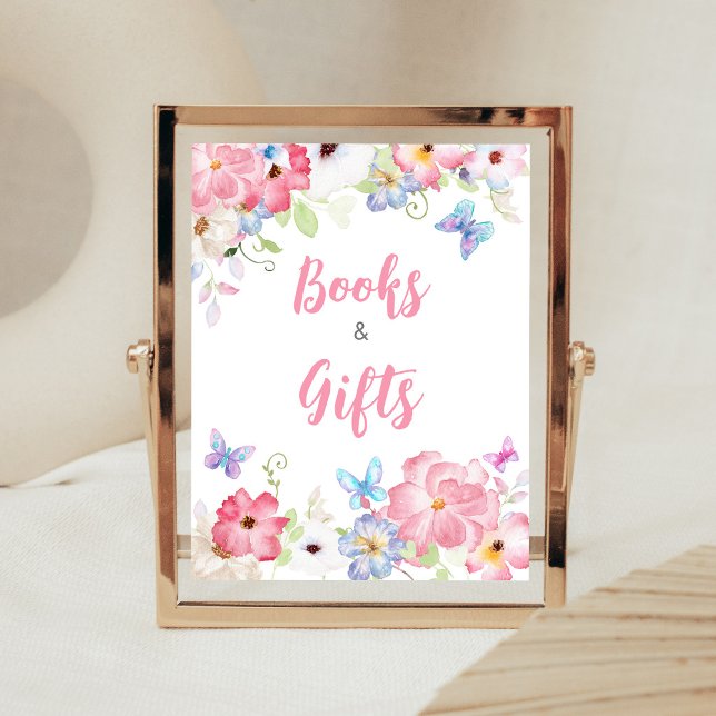 Bebés Mariposas Florales Pequeñas son Dulce Señal (Butterflies Baby Shower Books and Gifts Sign)