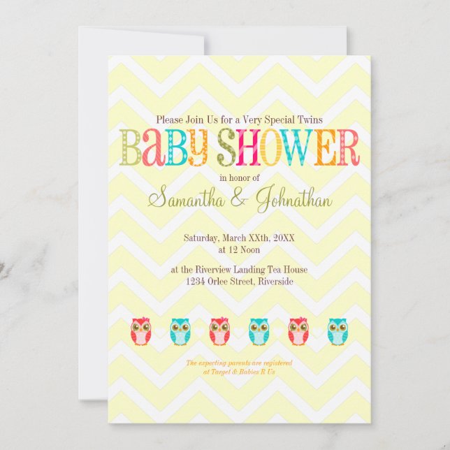 Bebés - Niño Chica gemela invitación a Baby Shower (Anverso)