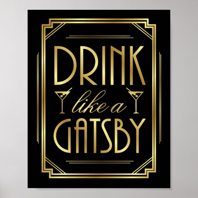BEBIDA Art Déco COMO IMPRESIÓN DE Rótulo GATSBY (Frente)
