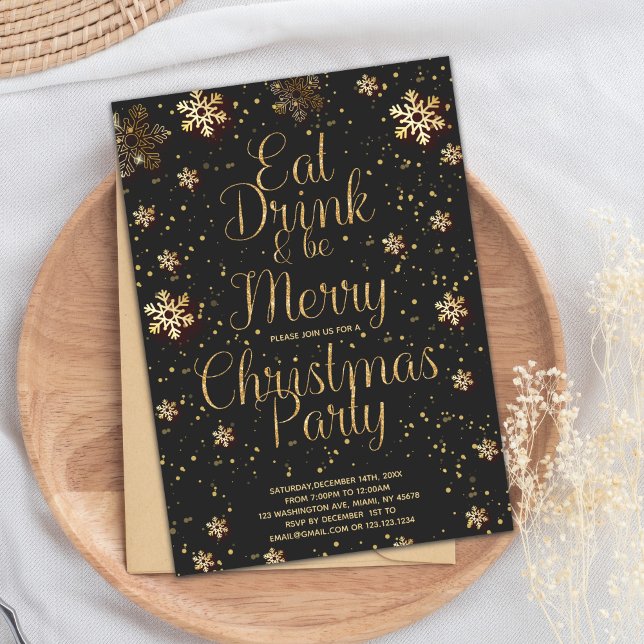 Bebida Bebida Sé Una Invitación De La Fiesta De Na (Star Eat Drink and be Merry Christmas Invitations)