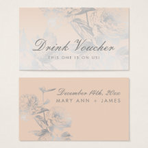 Bebida boda Voucher Simple Floral Silver Rubor