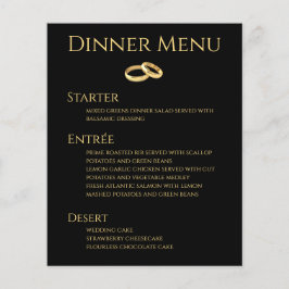 Bebida boda y menú de cena - Negro y oro-