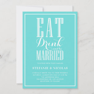Bebida Casada Boda Azul Invitación