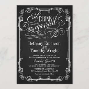 Bebida Casada Invitación a la Boda de Chalkboard