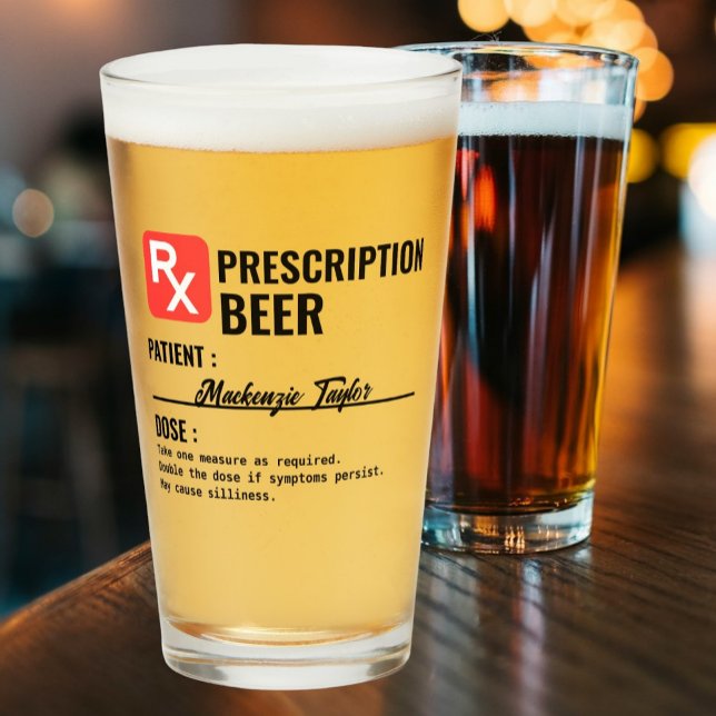 Bebida con receta de Novedad personalizada (Personalized Novelty Prescription Drink Glass from Ricaso A fun gift idea for doctors, nurses & more)