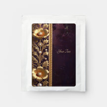 Bebida de Bolsa de Té con Adorno Floral Dorado y P