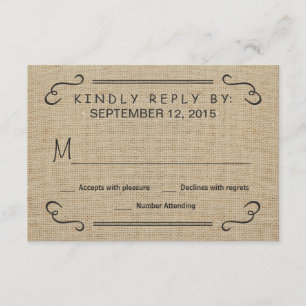 Bebida De Comer Se Casar Boda Burlap RSVP