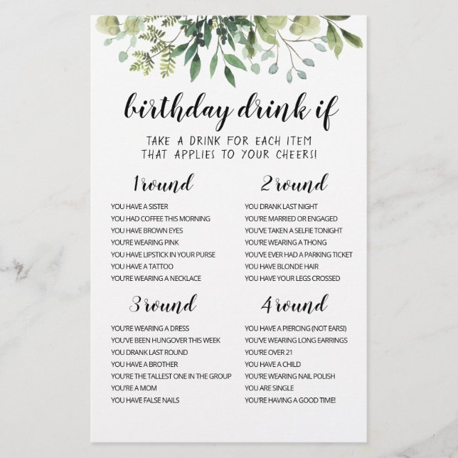 Bebida de fiesta de cumpleaños si la tarjeta edita (Anverso)