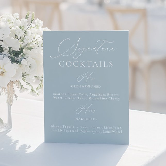 Bebida de firma Menú Boda azul y blanco turbio (Signature Drink Dusty Blue & White Wedding Menu)