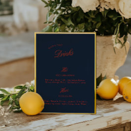 Bebida de firma Menú Deep Blue Black & Red Boda