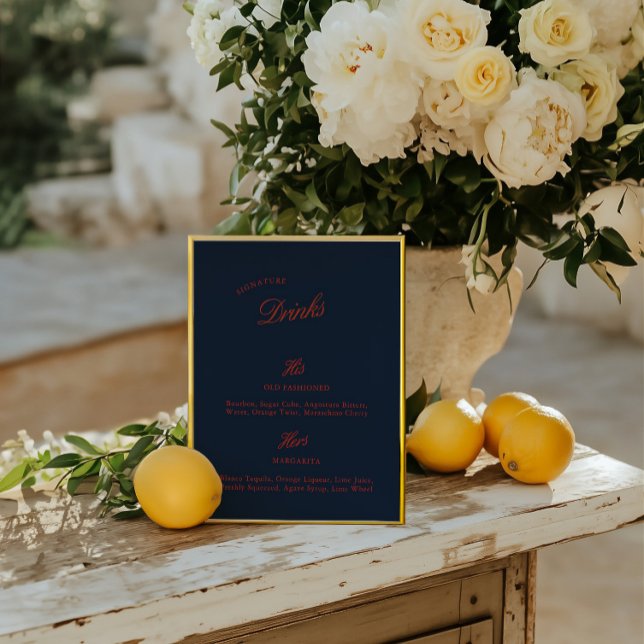 Bebida de firma Menú Deep Blue Black & Red Boda (Signature Drink Deep Blue Black & Red Wedding Menu)