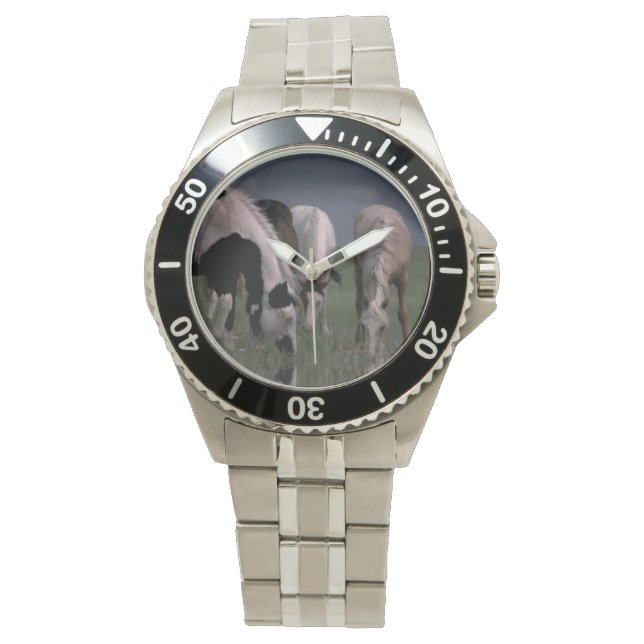 Bebida de la familia de caballos Piebald, reloj de (Anverso)