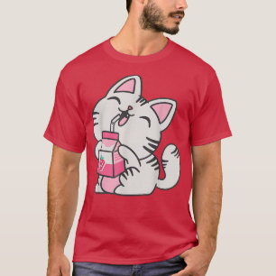 Bebida de leche gatita Otaku Neko camiseta japones