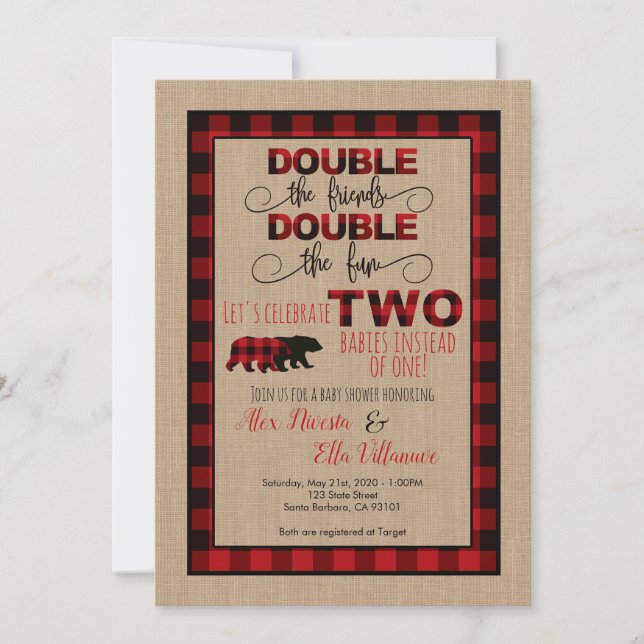 Bebida doble Baby Shower Invitación (Anverso)