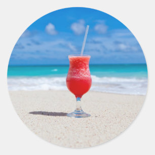 Bebida en los pegatinas de la playa
