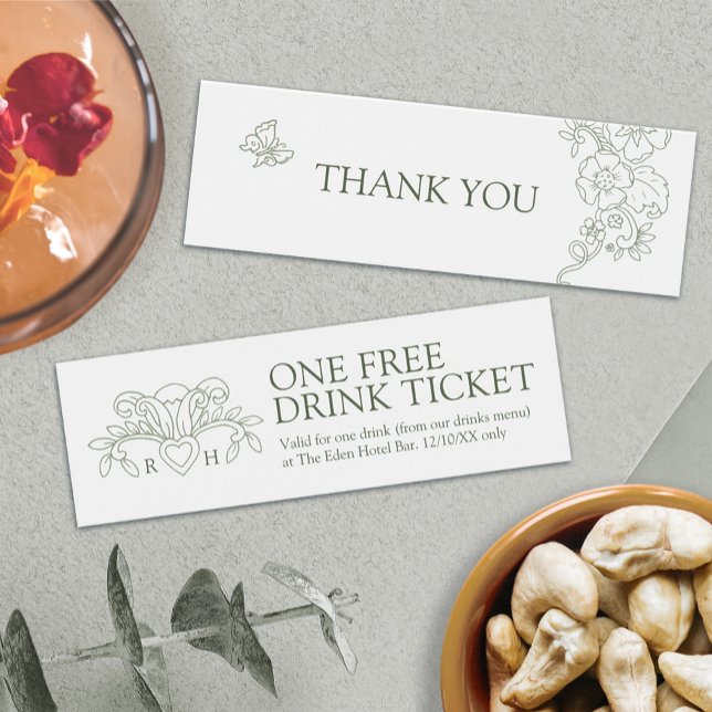 Bebida gratis boda voucher fleur de lis sage green (Subido por el creador)