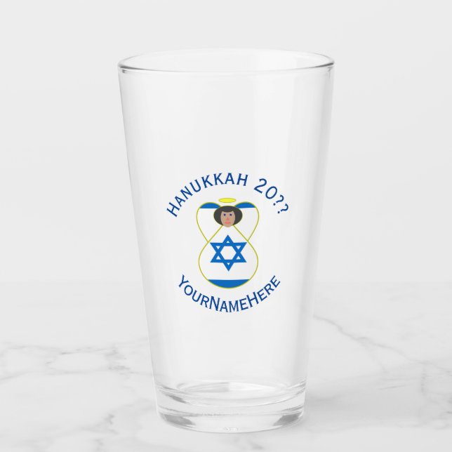 Bebida personalizada de la bandera israelí Hanukka (Anverso)