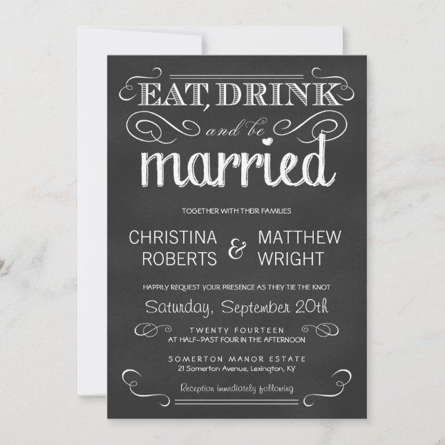 Bebida por casamiento Invitación a la boda de Chal (Anverso)