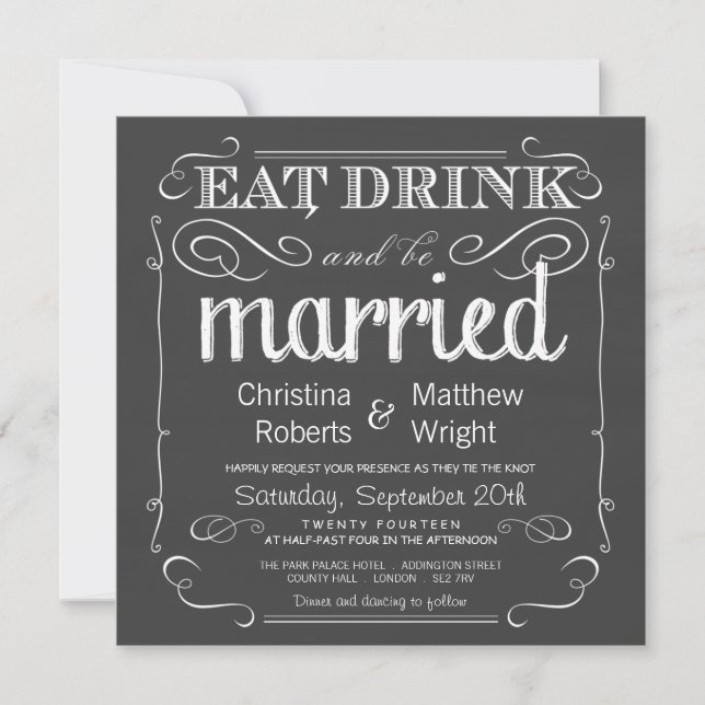 Bebida por casamiento Invitación a la boda de Chal (Anverso)